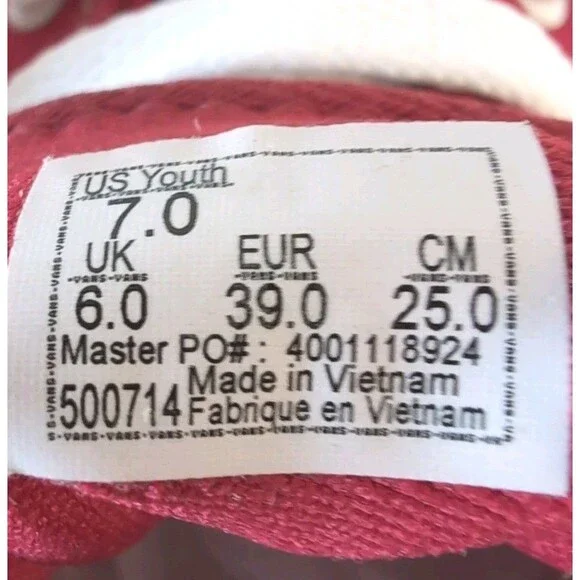 VANS Red Checkerboard Skater Sneakers Unisex, Low Top, Lace-Up - Picture 6 of 8